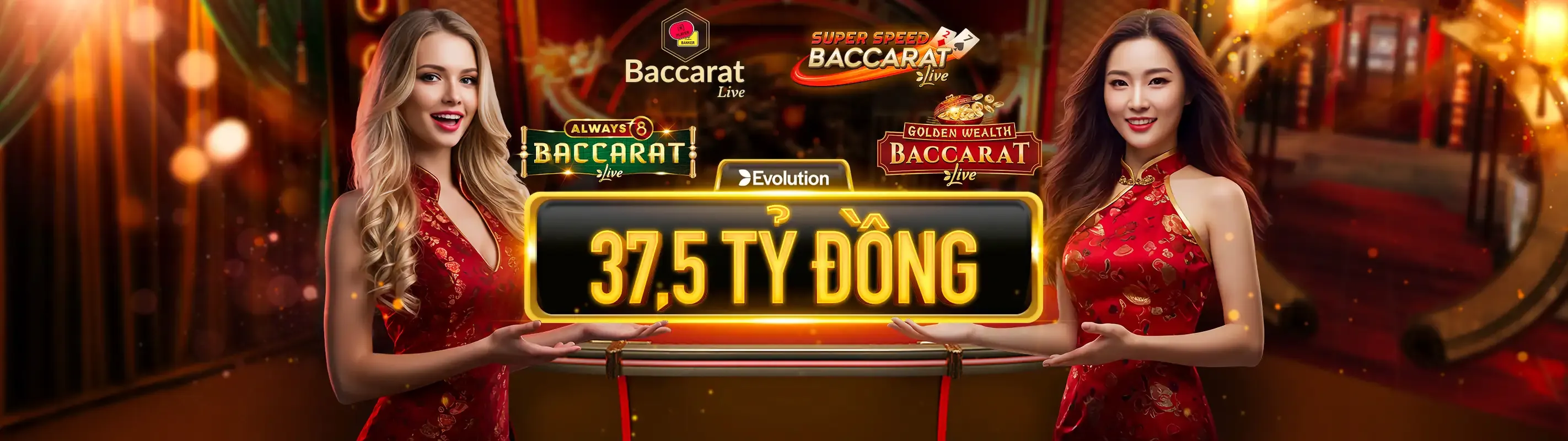 Trò chơi sòng bạc trực tiếp như Baccarat, Blackjack, Roulette